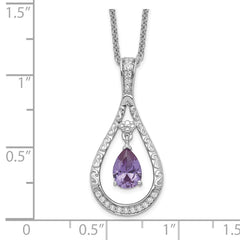 Sentimental Expressions Sterling Silver Rhodium-plated June CZ Stone Never Forget Tear 18in Birthstone Necklace QSX185