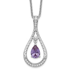 Sentimental Expressions Sterling Silver Rhodium-plated June CZ Stone Never Forget Tear 18in Birthstone Necklace QSX185