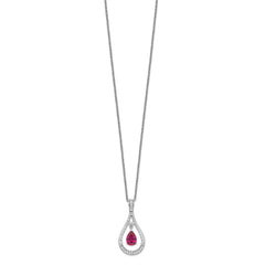 Sentimental Expressions Sterling Silver Rhodium-plated July CZ Stone Never Forget Tear 18in Birthstone Necklace QSX186