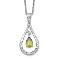 Sentimental Expressions Sterling Silver Rhodium-plated Aug. CZ Stone Never Forget Tear 18in Birthstone Necklace QSX187