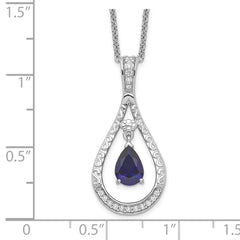 Sentimental Expressions Sterling Silver Rhodium-plated Sept. Lab-created Sapphire Never Forget Tear 18in Necklace QSX188