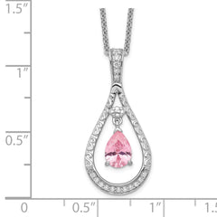 Sentimental Expressions Sterling Silver Rhodium-plated Oct. CZ Stone Never Forget Tear 18in Birthstone Necklace QSX189