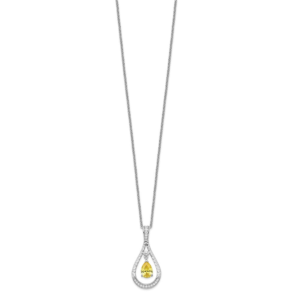 Sentimental Expressions Sterling Silver Rhodium-plated Nov. CZ Stone Never Forget Tear 18 Inch Birthstone Necklace QSX190