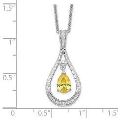 Sentimental Expressions Sterling Silver Rhodium-plated Nov. CZ Stone Never Forget Tear 18 Inch Birthstone Necklace QSX190