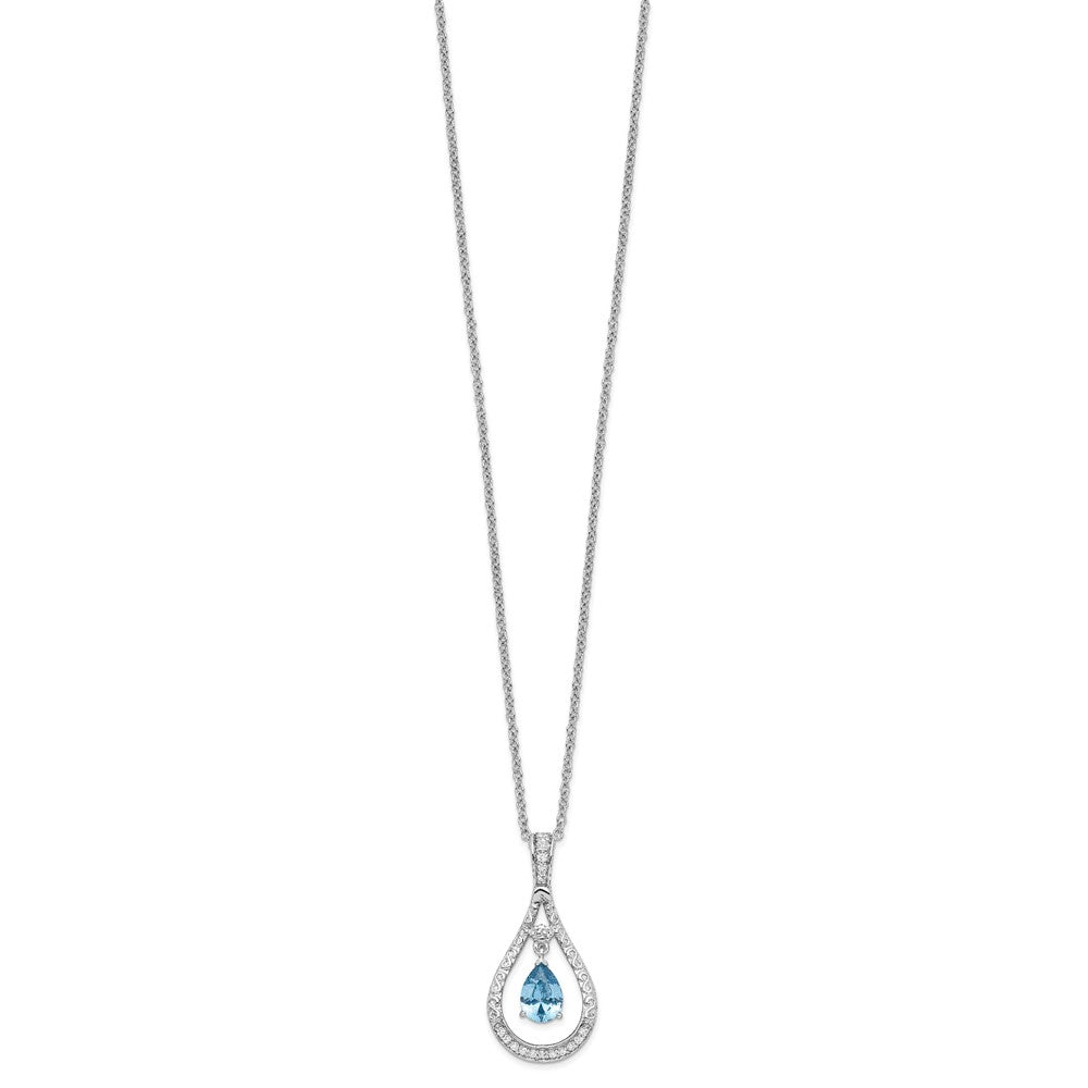 Sentimental Expressions Sterling Silver Rhodium-plated Dec. CZ Stone Never Forget Tear 18 Inch Birthstone Necklace QSX191