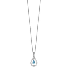 Sentimental Expressions Sterling Silver Rhodium-plated Dec. CZ Stone Never Forget Tear 18 Inch Birthstone Necklace QSX191