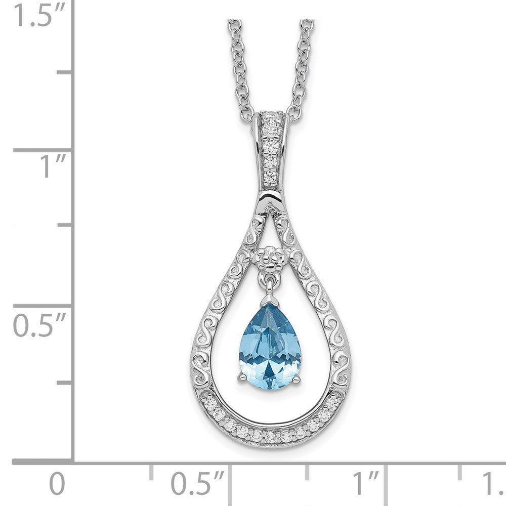 Sentimental Expressions Sterling Silver Rhodium-plated Dec. CZ Stone Never Forget Tear 18 Inch Birthstone Necklace QSX191