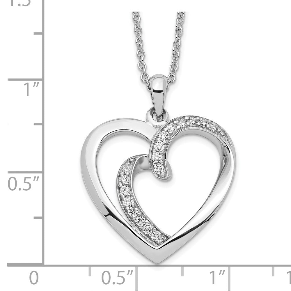 Sentimental Expressions Sterling Silver Rhodium-plated CZ Two Souls Lived As One 18in Heart Necklace QSX196