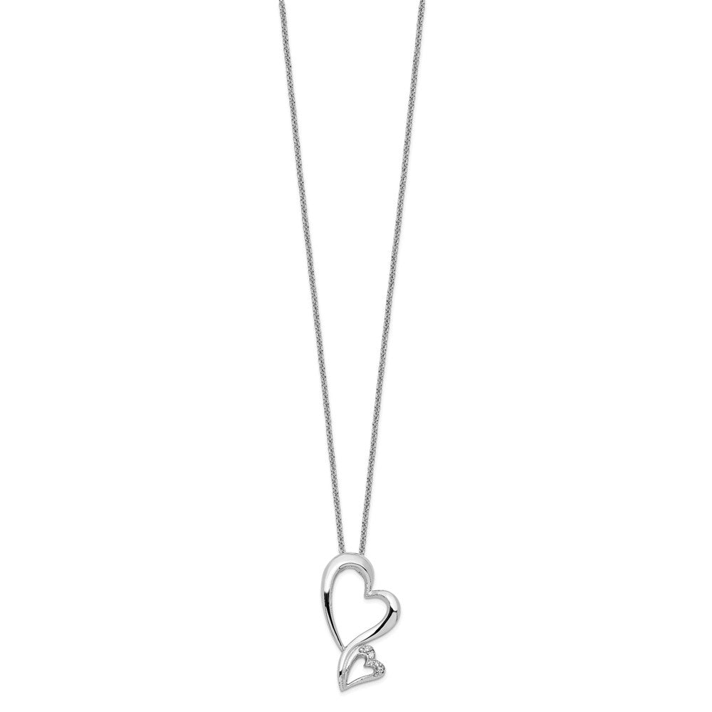 Sentimental Expressions Sterling Silver Rhodium-plated CZ Protected Heart 18in Necklace QSX205