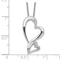 Sentimental Expressions Sterling Silver Rhodium-plated CZ Protected Heart 18in Necklace QSX205