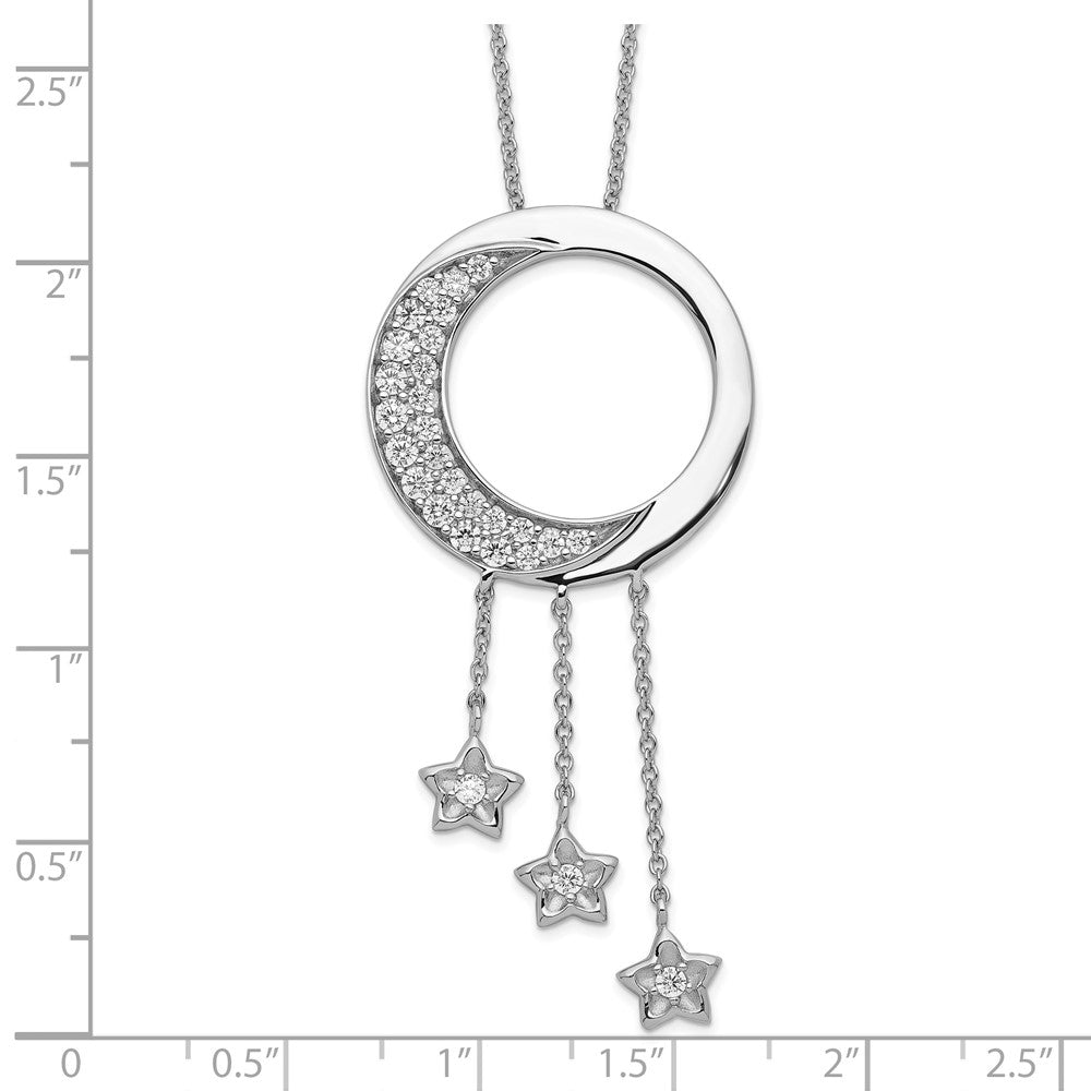 Sentimental Expressions Sterling Silver Rhodium-plated CZ I Promise You the Moon and Stars 18in Necklace QSX210