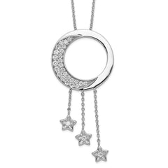 Sentimental Expressions Sterling Silver Rhodium-plated CZ I Promise You the Moon and Stars 18in Necklace QSX210