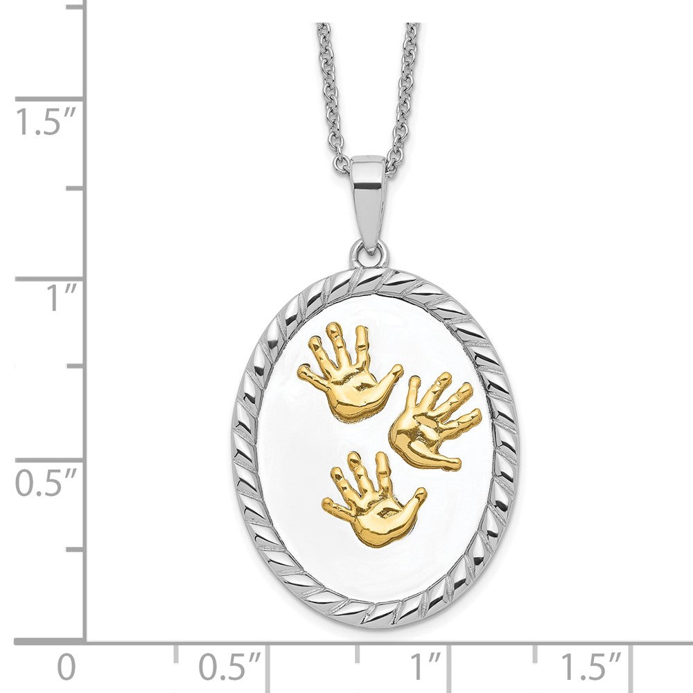 Sentimental Expressions Sterling Silver Gold-plated Hand Prints 18in Necklace QSX230