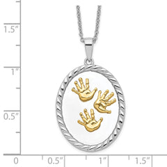 Sentimental Expressions Sterling Silver Gold-plated Hand Prints 18in Necklace QSX230