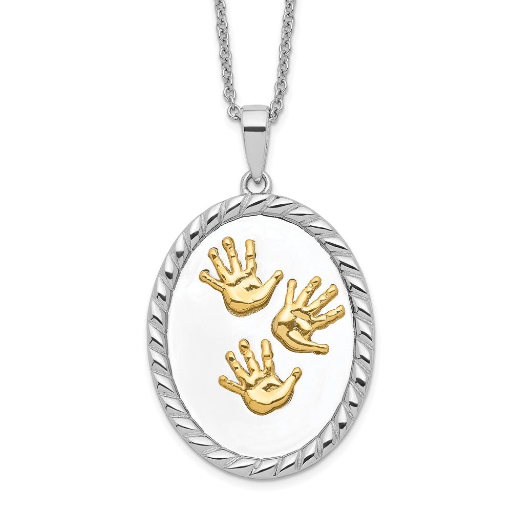 Sentimental Expressions Sterling Silver Gold-plated Hand Prints 18in Necklace QSX230