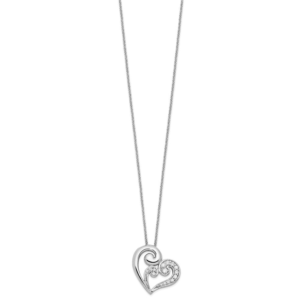 Sentimental Expressions Sterling Silver Rhodium-plated CZ A Mothers Journey 18in Heart Necklace QSX233