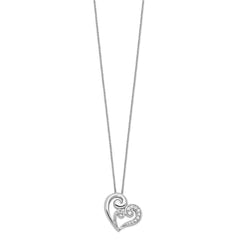 Sentimental Expressions Sterling Silver Rhodium-plated CZ A Mothers Journey 18in Heart Necklace QSX233
