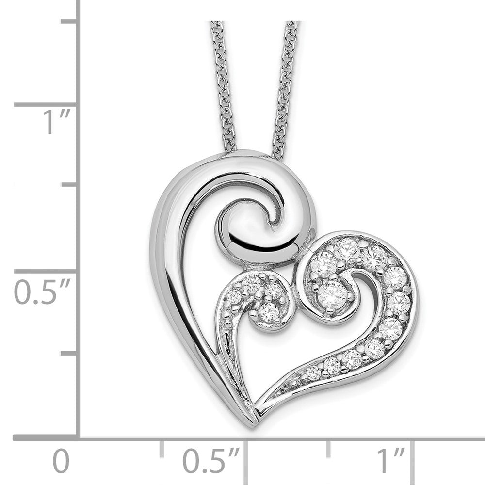 Sentimental Expressions Sterling Silver Rhodium-plated CZ A Mothers Journey 18in Heart Necklace QSX233