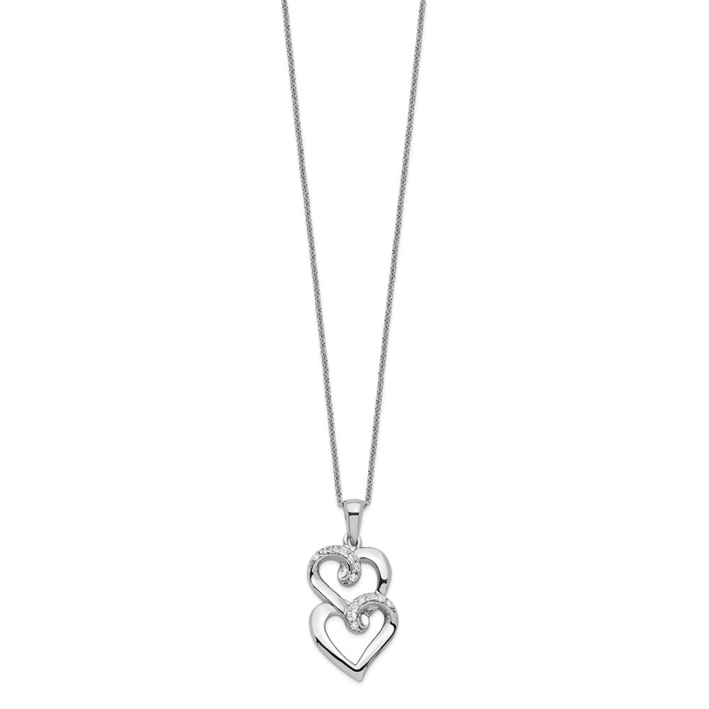 Sentimental Expressions Sterling Silver Rhodium-plated CZ To My Sister 18in Heart Necklace QSX234