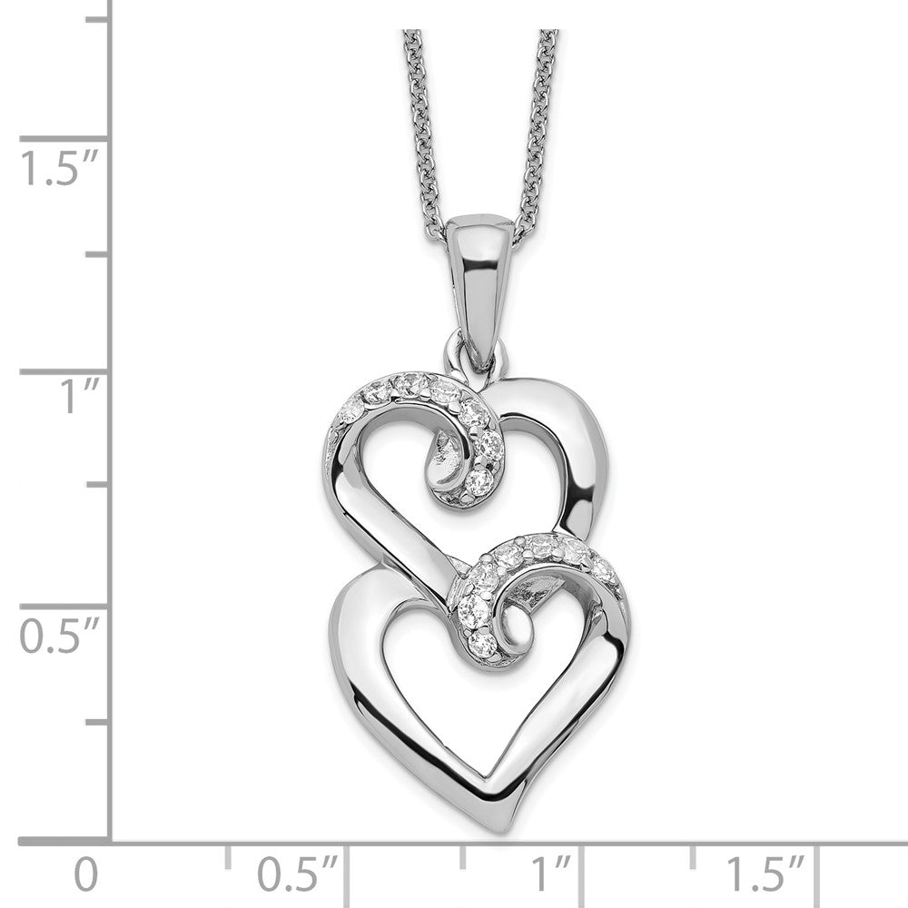 Sentimental Expressions Sterling Silver Rhodium-plated CZ To My Sister 18in Heart Necklace QSX234