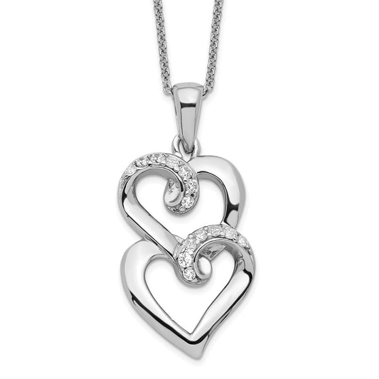 Sentimental Expressions Sterling Silver Rhodium-plated CZ To My Sister 18in Heart Necklace QSX234