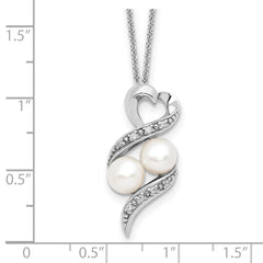 Sentimental Expressions Sterling Silver Rhodium-plated FWC Pearl CZ 2 P's in a Pod Motherhood Friendship 18in Necklace QSX236