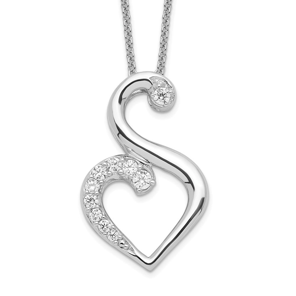 Sentimental Expressions Sterling Silver Rhodium-plated CZ Journey of Friendship 18in Necklace QSX237