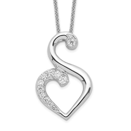 Sentimental Expressions Sterling Silver Rhodium-plated CZ Journey of Friendship 18in Necklace QSX237
