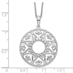 Sentimental Expressions Sterling Silver Rhodium-plated Polished Family Heart Strings 18in Necklace QSX238