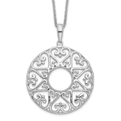 Sentimental Expressions Sterling Silver Rhodium-plated Polished Family Heart Strings 18in Necklace QSX238