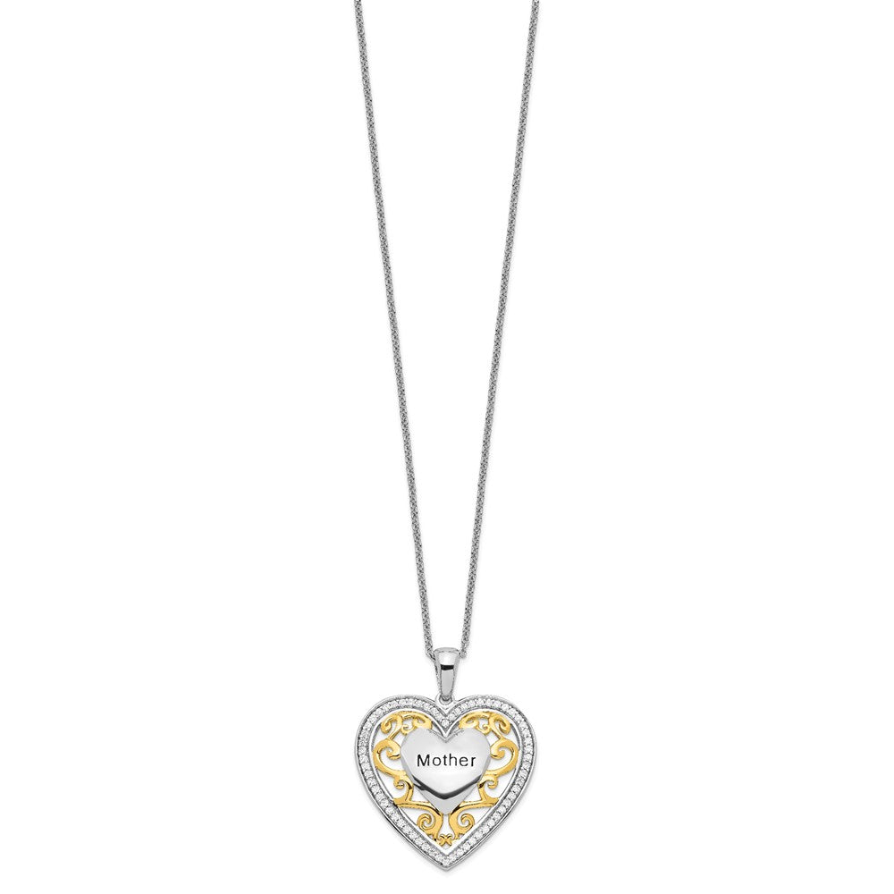 Sentimental Expressions Sterling Silver Gold-plated Mother 18 Inch Heart Necklace QSX251