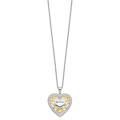 Sentimental Expressions Sterling Silver Gold-plated Mother 18 Inch Heart Necklace QSX251