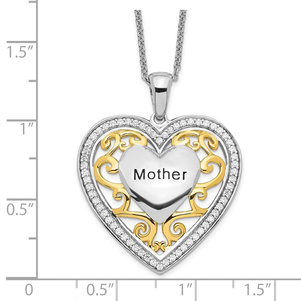 Sentimental Expressions Sterling Silver Gold-plated Mother 18 Inch Heart Necklace QSX251
