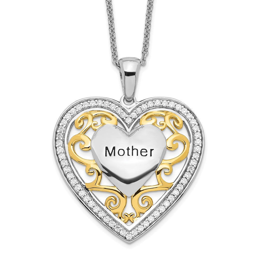 Sentimental Expressions Sterling Silver Gold-plated Mother 18 Inch Heart Necklace QSX251