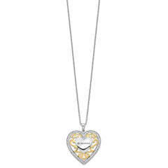 Sentimental Expressions Sterling Silver Gold-plated Grandma 18in Heart Necklace QSX252
