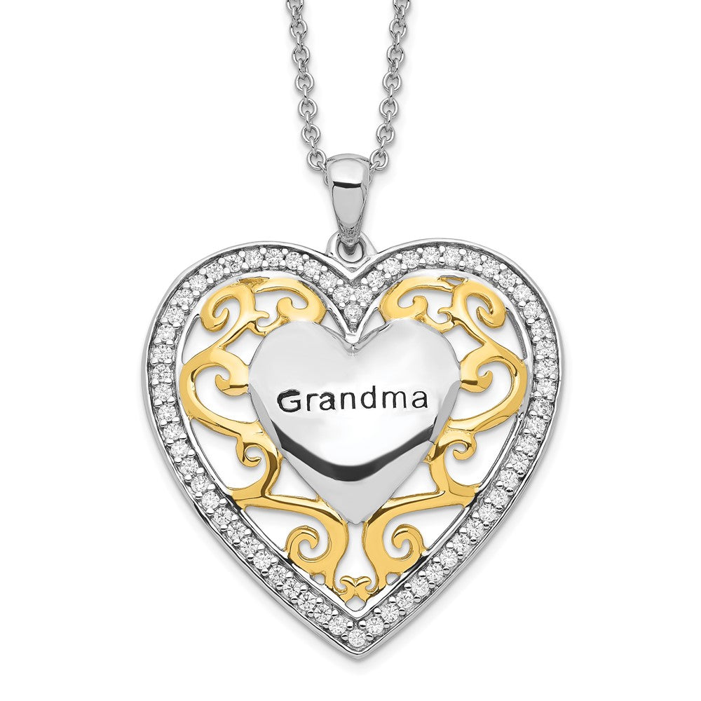 Sentimental Expressions Sterling Silver Gold-plated Grandma 18in Heart Necklace QSX252