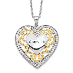Sentimental Expressions Sterling Silver Gold-plated Grandma 18in Heart Necklace QSX252