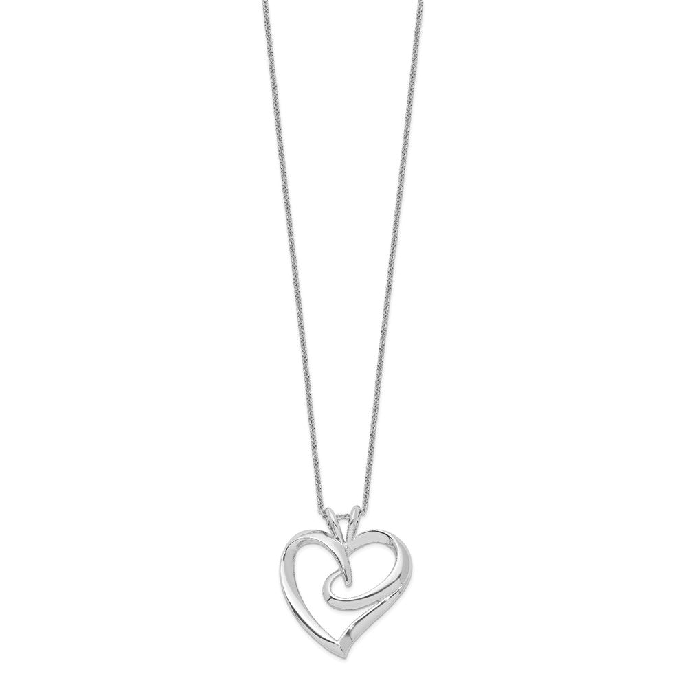 Sentimental Expressions Sterling Silver Rhodium-plated The Hugging Heart 18in Necklace QSX259