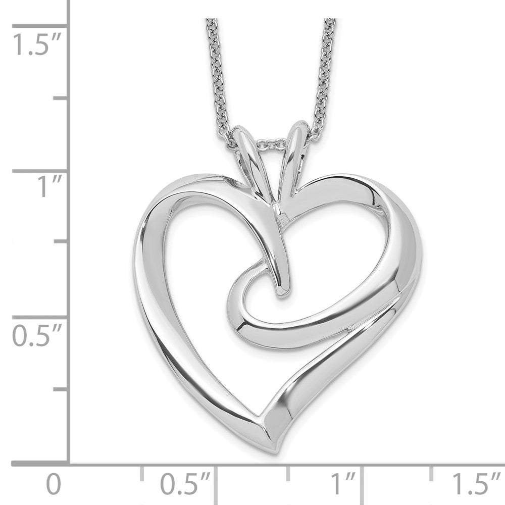 Sentimental Expressions Sterling Silver Rhodium-plated The Hugging Heart 18in Necklace QSX259