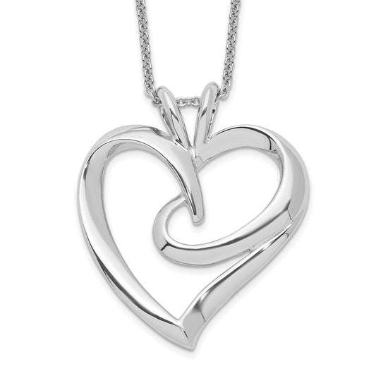 Sentimental Expressions Sterling Silver Rhodium-plated The Hugging Heart 18in Necklace QSX259