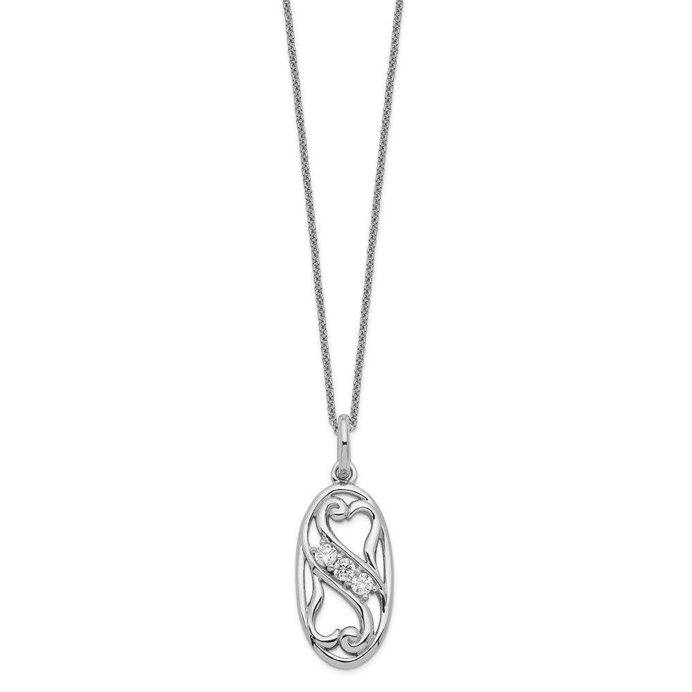 Sentimental Expressions Sterling Silver Rhodium-plated CZ Best Friends Forever 18in Necklace QSX287