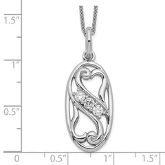 Sentimental Expressions Sterling Silver Rhodium-plated CZ Best Friends Forever 18in Necklace QSX287