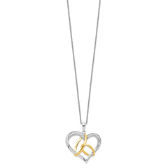 Sentimental Expressions Sterling Silver Gold-plated CZ To Have And To Hold 18in Necklace QSX346