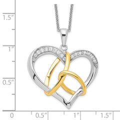 Sentimental Expressions Sterling Silver Gold-plated CZ To Have And To Hold 18in Necklace QSX346