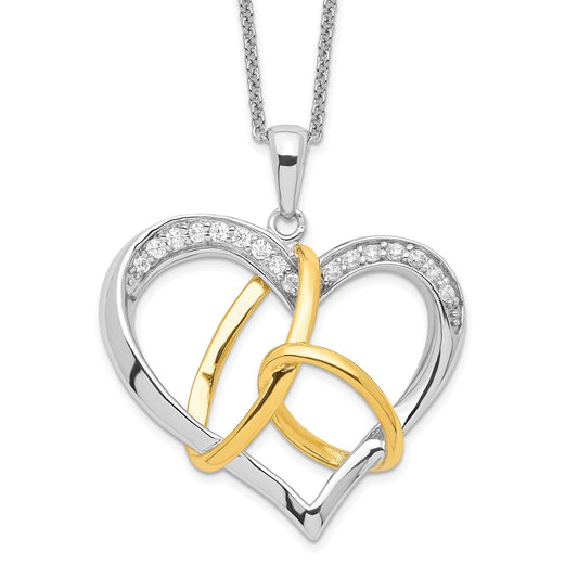 Sentimental Expressions Sterling Silver Gold-plated CZ To Have And To Hold 18in Necklace QSX346