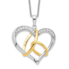 Sentimental Expressions Sterling Silver Gold-plated CZ To Have And To Hold 18in Necklace QSX346