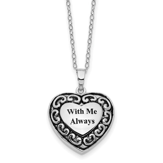 Sentimental Expressions Sterling Silver Rhodium-plated With Me Always Ash Holder 18 Inch Necklace QSX423