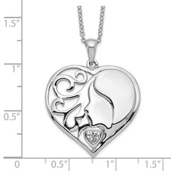 Sentimental Expressions Sterling Silver Rhodium-plated CZ My Daughter, My Heart's Treasure 18in Necklace QSX435