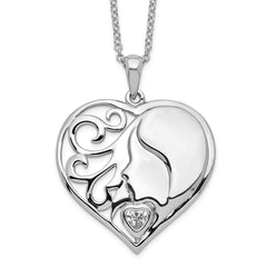 Sentimental Expressions Sterling Silver Rhodium-plated CZ My Daughter, My Heart's Treasure 18in Necklace QSX435