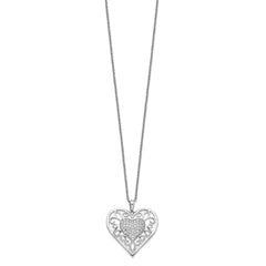 Sentimental Expressions Sterling Silver Rhodium-plated Antiqued CZ To My Daughter 18in Heart Necklace QSX437